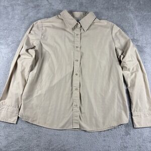 White Stag Women's Button Up Beige Long Sleeve Collared Shirt Size XL